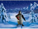 Silvester-E-Card-Pinguin-auf-Schlittschuhen